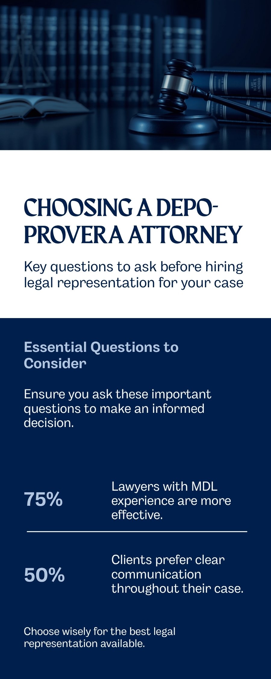Checklist of 7 questions to ask a Depo-Provera mass tort attorney before signing a contingency fee agreement