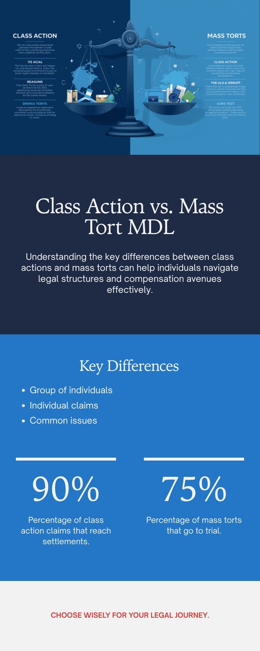 Visual comparison showing how class action lawsuits pool settlement funds across all plaintiffs while MDL multidistrict litigation preserves individual case values in Depo-Provera litigation