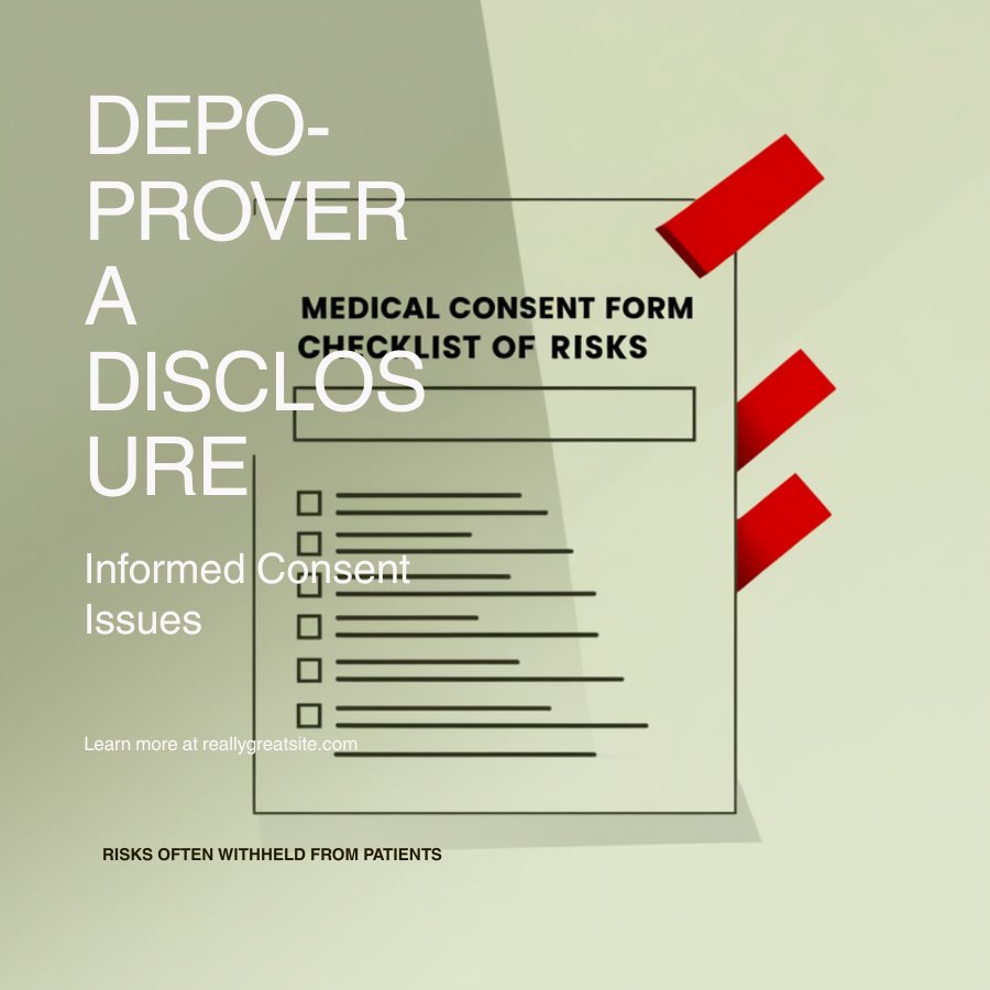 Depo-Provera informed consent failure checklist showing what risks doctors were required to disclose to patients about meningioma brain tumor risk but failed to warn