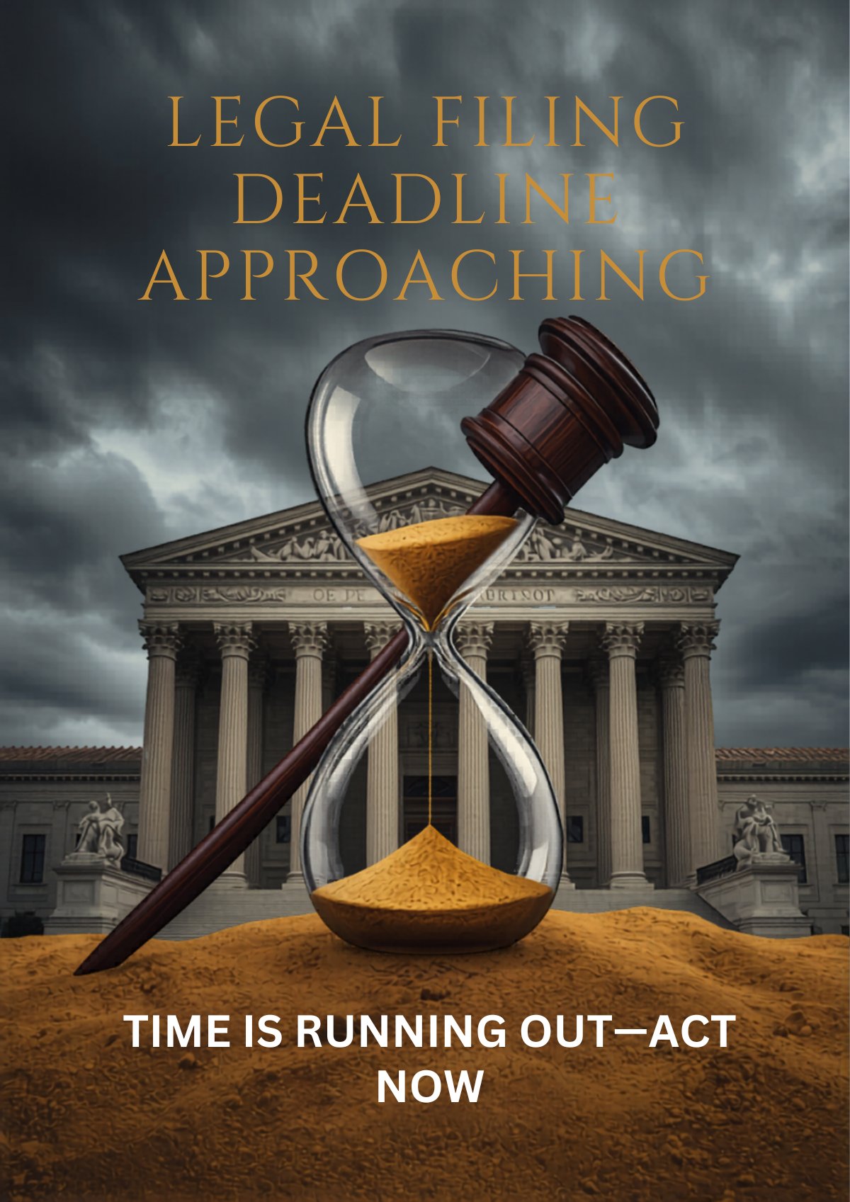Talcum powder lawsuit statute of limitations deadline showing legal clock courthouse and hourglass representing time running out to file ovarian cancer mesothelioma claims against Johnson and Johnson